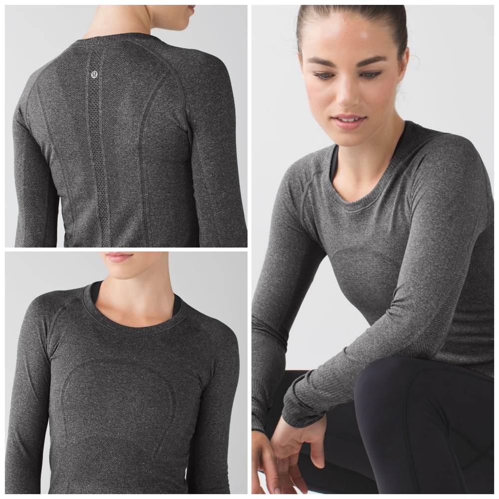 Lululemon Swiftly Tech Long Sleeve Crew Heathered  Black